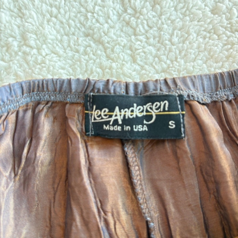 Vtg Lee Andersen Iridescent Crinkle Midi Skirt Elastic Waist Made in USA Small - Picture 2 of 6